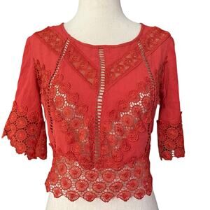 Sef Esteem Rust Embroidered Crop Top Women Junior Size Medium | 68-19
